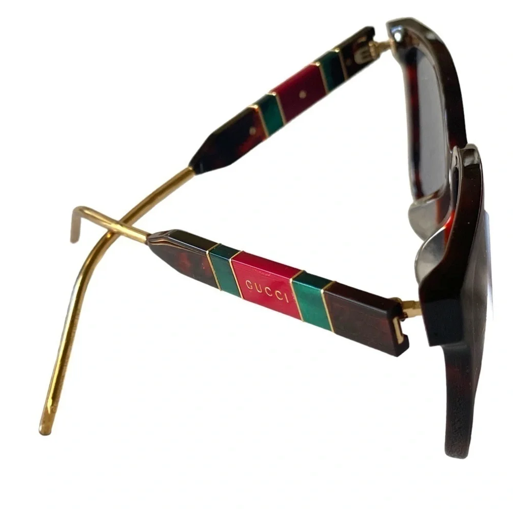 GUCCI Oversized Square Sunglasses Black Tortoise Shell Pearlescent Luxury NWT